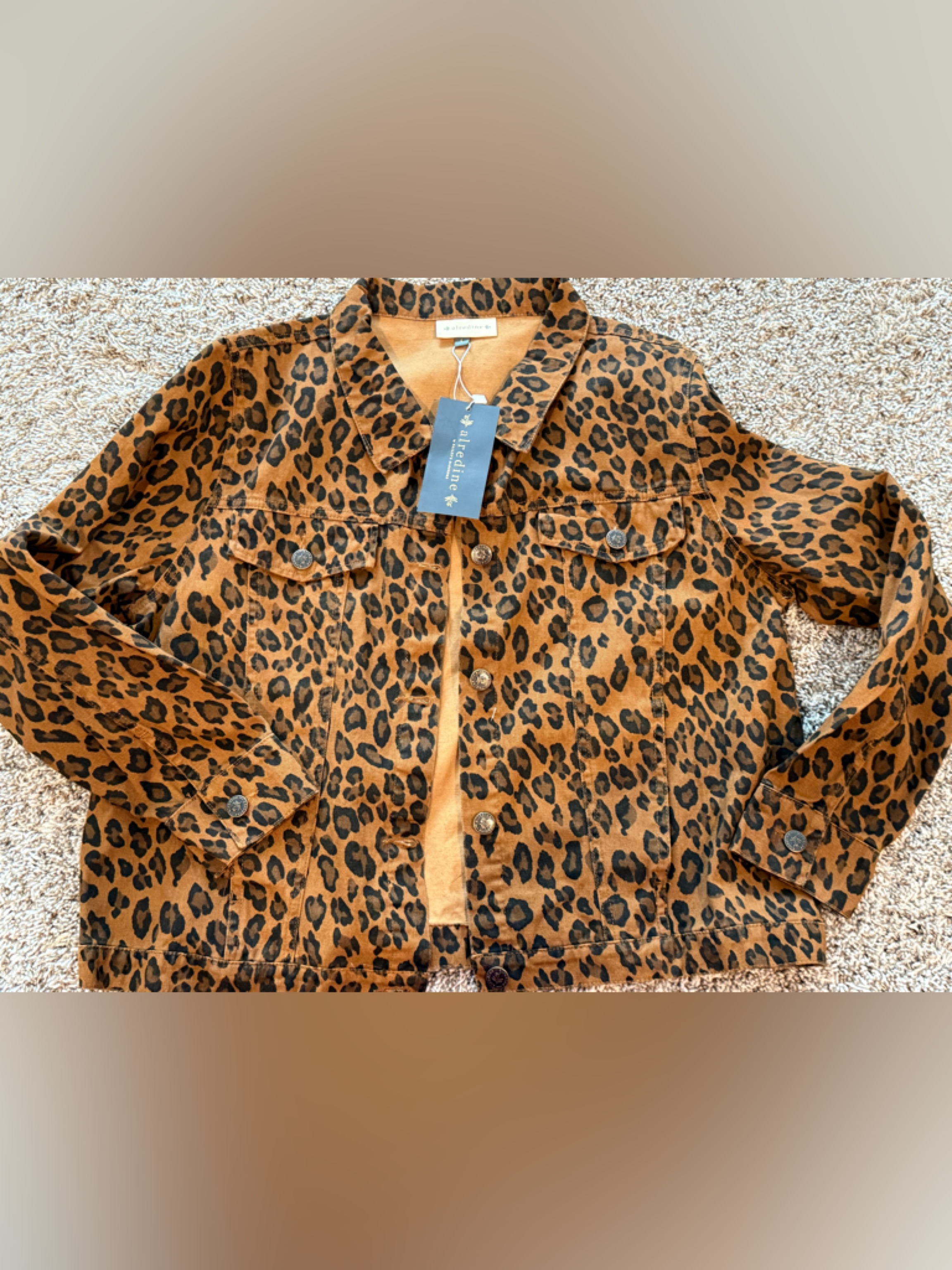 Leopard Print Trucker Jacket - Brown